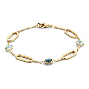 Gouden armband blauw topaas 19cm AW136962