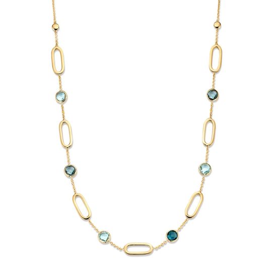 Gouden collier blauw topaas 45cm CW136961 
