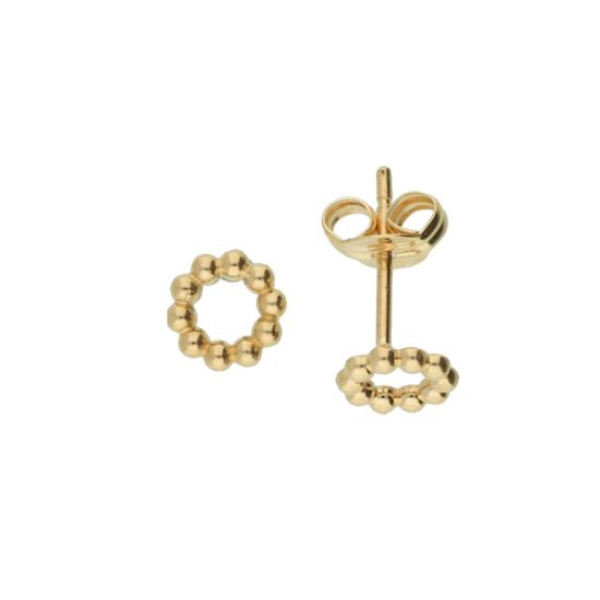 Gouden oorstekers open cirkel bolletjes JKE20.060