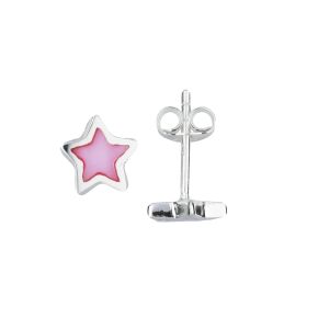 Zilveren oorstekers ster roze 106401800