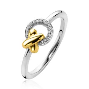Zilveren ring geel verguld zirk ZIR2260-62