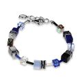 CdL armband blauw/zwart/staal 4014/30-0712