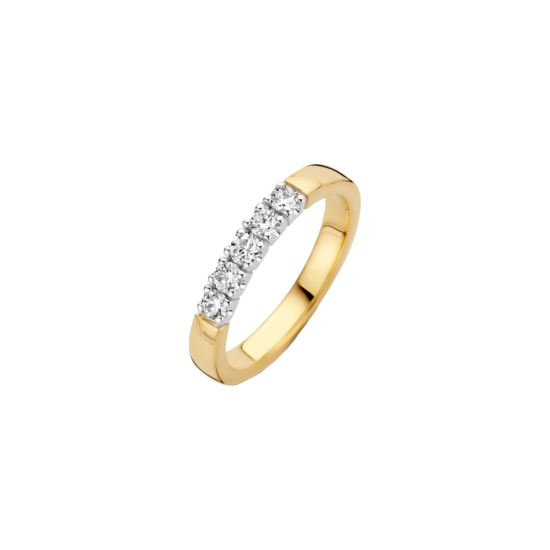 Gouden ring bicolor memoire 5x0.07H/SI mt17.5 706110735