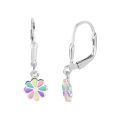 Zilveren oorhangers bloem multi color 1332043