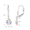 Zilveren oorhangers bloem multi color 1332043