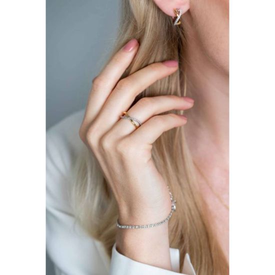 Zilver vergulde bicolor ring zirk ZIR2234-52 