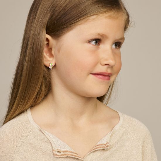 Zilveren oorringen vlinder multi color 11x7mm 1336983