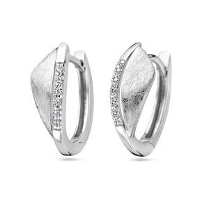 ZIlveren oorringen mat glans zirkonia  1338038