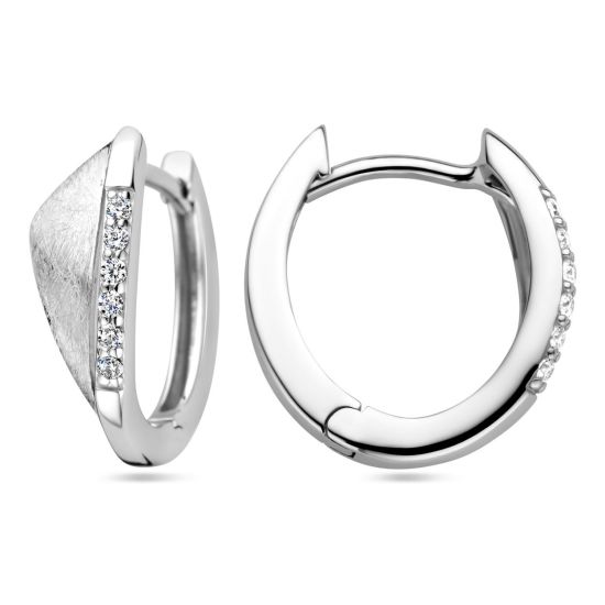 ZIlveren oorringen mat glans zirkonia  1338038