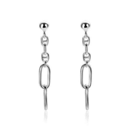 Zilveren oorhangers schakel 35mm lang ZIO2413
