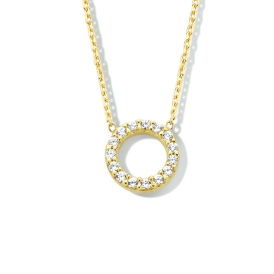 Gouden collier rond zirkonia 42-45cm 4023953