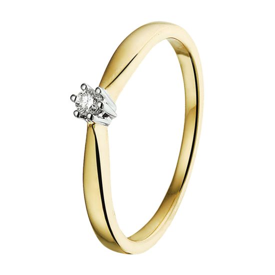 Gouden ring solitaire 0.05 mt 17.5