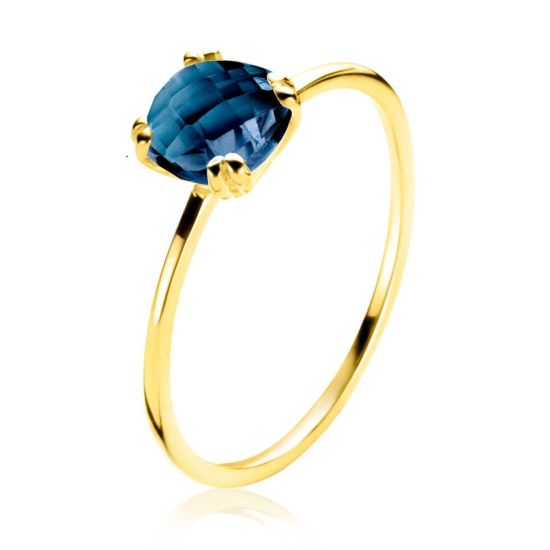 Gouden ring london blue topaas mt 54 ZGR537-54