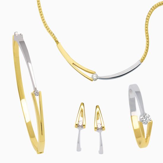 Gouden bangle bicolor V 0.08TW/VVS/VS V-008A