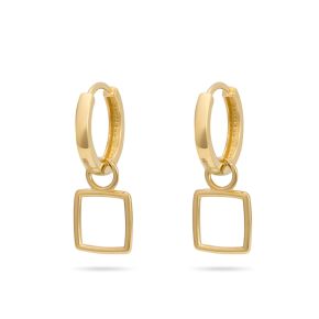 Gouden oorringen met oorbelbedels vierkant EDC01-6620