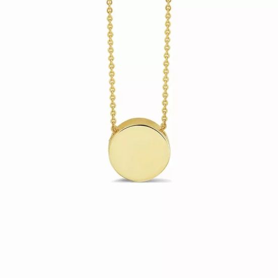 Gouden collier rond plaatje 7.5mm 42cm 704Y