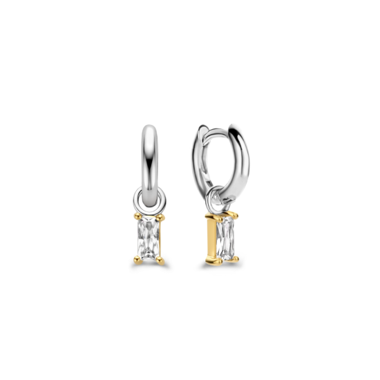 Zilveren oorringen met bedels zirkonia geel verguld 7866ZY