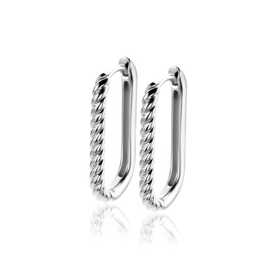 Zilveren oorringen paperclip bewerkt 2.5x24.5mm ZIO2692