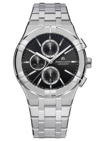 MLC horloge heren staal chronograaf zwarte wijzerplaat AI1118-SS002-330-1