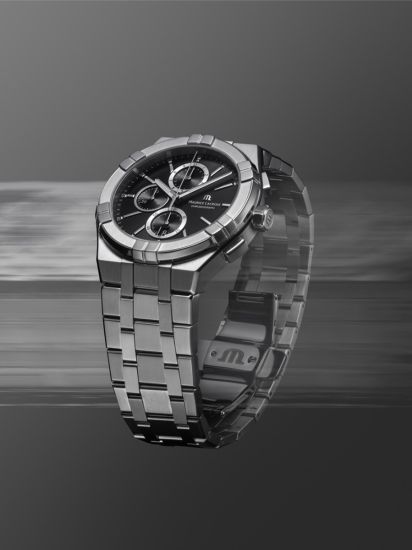 MLC horloge heren staal chronograaf zwarte wijzerplaat AI1118-SS002-330-1