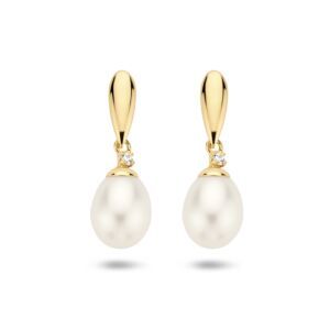 Gouden oorhangers met zoetwaterparel 7.5mm 4016816