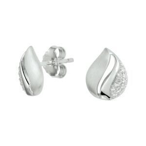 Zilveren oorstekers mat/glans zirkonia 1331945