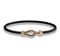 Br stalen armband zwart pvd en zilveren sluiting geel verguld zwart zirkonia KAG04PNY-M-19CM