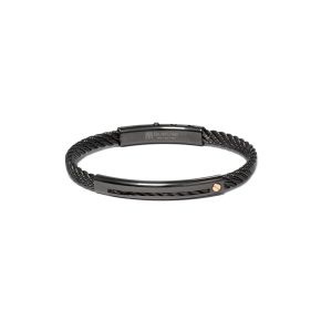 Br stalen armband zwart pvd en rose goud SK04BB-M-19CM