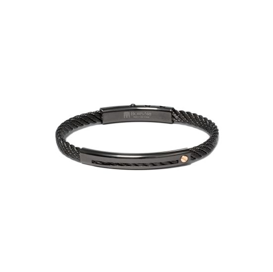 Br stalen armband zwart pvd en rose goud SK04BB-M-19CM