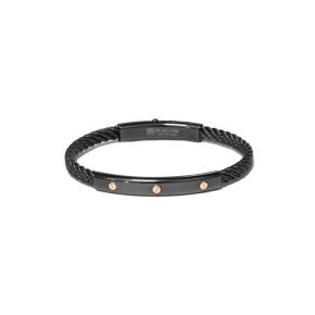 Br stalen armband zwart pvd en rose goud SK04DB-M-19CM