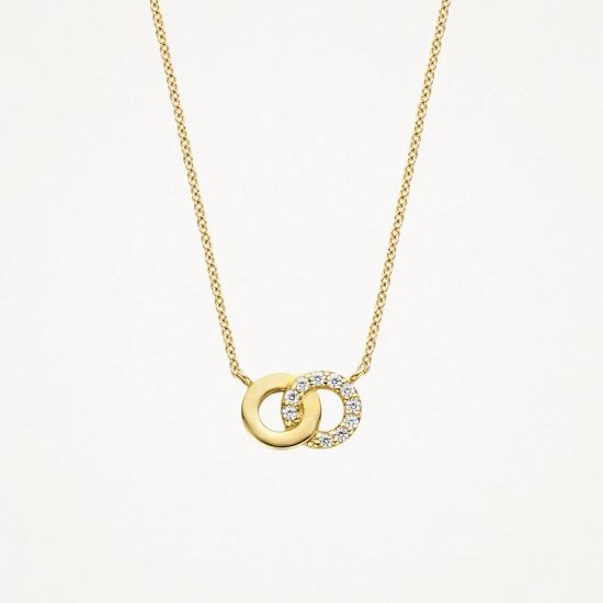 Gouden collier 2x rondje met zirkonia 3126YZI