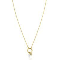 Zilveren collier geel verguld zirkonia en im parel ZIC2738