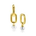 Zilveren oorbelbedels geel verguld im parel ZICH2821G