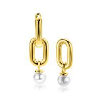 Zilveren oorbelbedels geel verguld im parel ZICH2821G