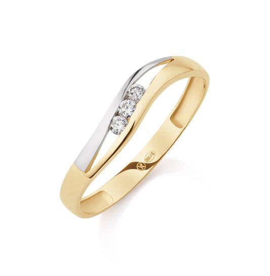 Yara 9K ring bicolor LG3x.010ct mt58 258R.4018.010