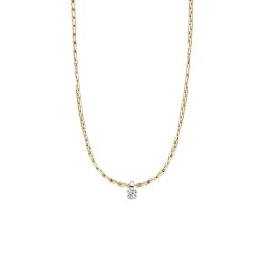 Gouden collier witgouden hanger zirkonia 42cm 3053BZI