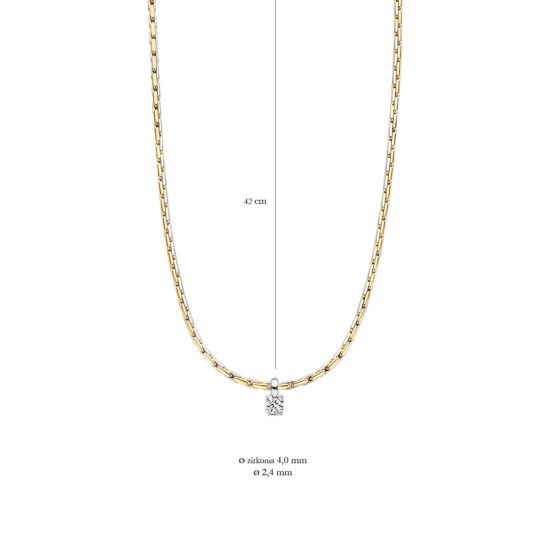 Gouden collier witgouden hanger zirkonia 42cm 3053BZI