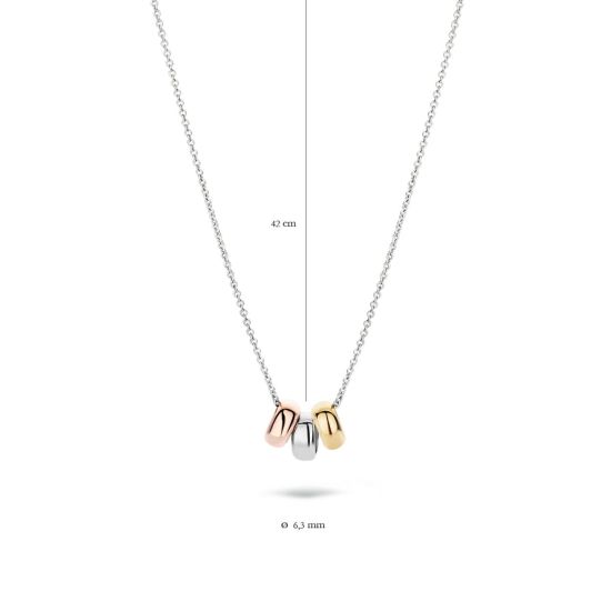 Witgouden collier 3x cirkel tricolor 3055WYR