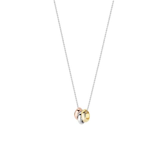 Witgouden collier 3x cirkel tricolor 3055WYR