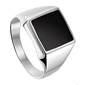 Zilveren ring onyx mt19.5 1018086
