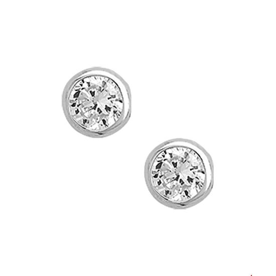 Zilveren oorstekers zirkonia 5mm gladom 1308069