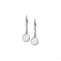 Zilveren oorhanger gerhodineerd rondje 6mm zirkonia 1308083