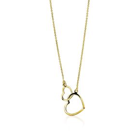Gouden collier 2x hart ZGC114