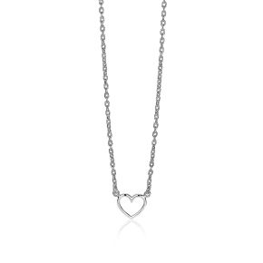 Zilveren collier open hartje  ZIC1420