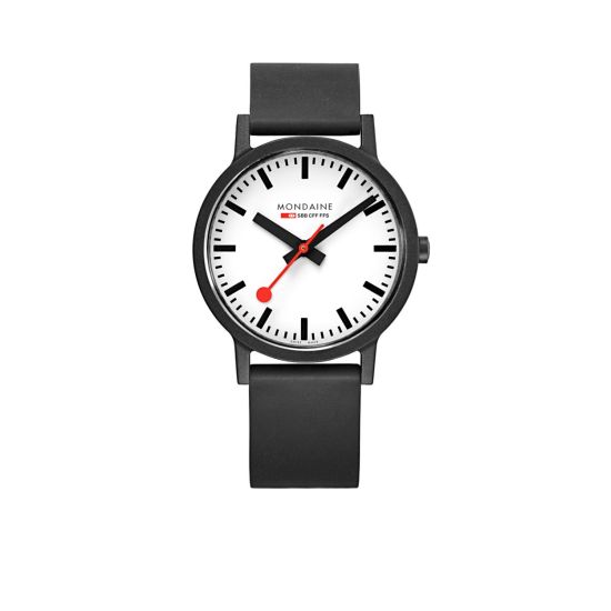 Mondaine horloge heren zwart/rubber MS1.41110.RB