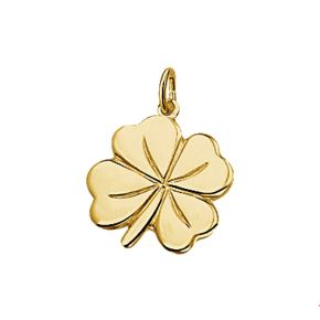 Gouden hanger klavertje 14x18mm 4005606