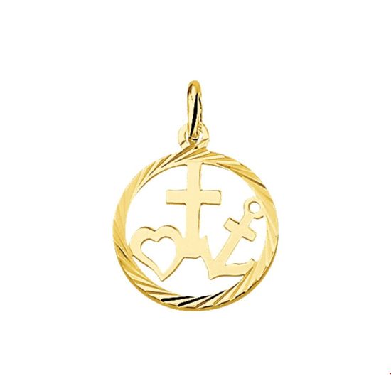 Gouden hanger geloof,hoop en liefde 17mm 4005596
