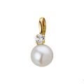 Gouden hanger zoetwaterparel en zirkonia 4018479