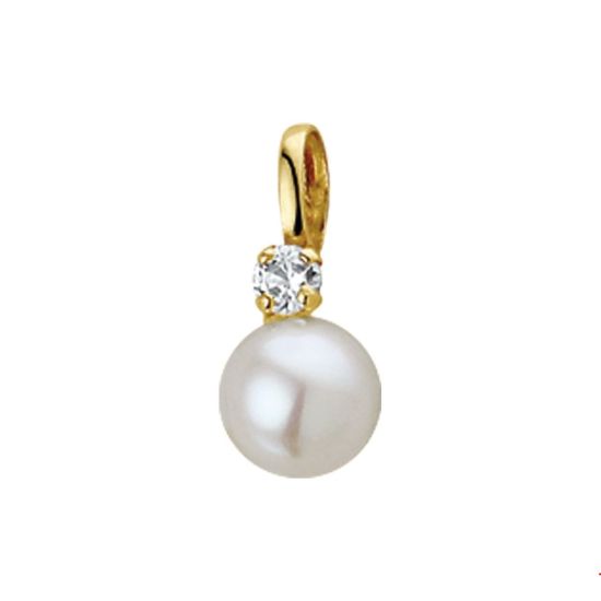 Gouden hanger zoetwaterparel en zirkonia 4018479