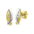 Gouden oorstekers bicolor zirkonia 4207233